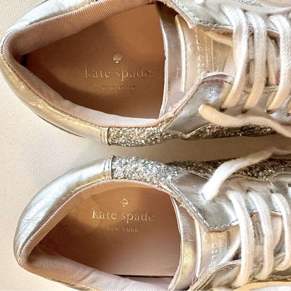 Kate Spade Felicia Glitter Sneakers Womens 5 Silver Leather - Picture 13 of 16